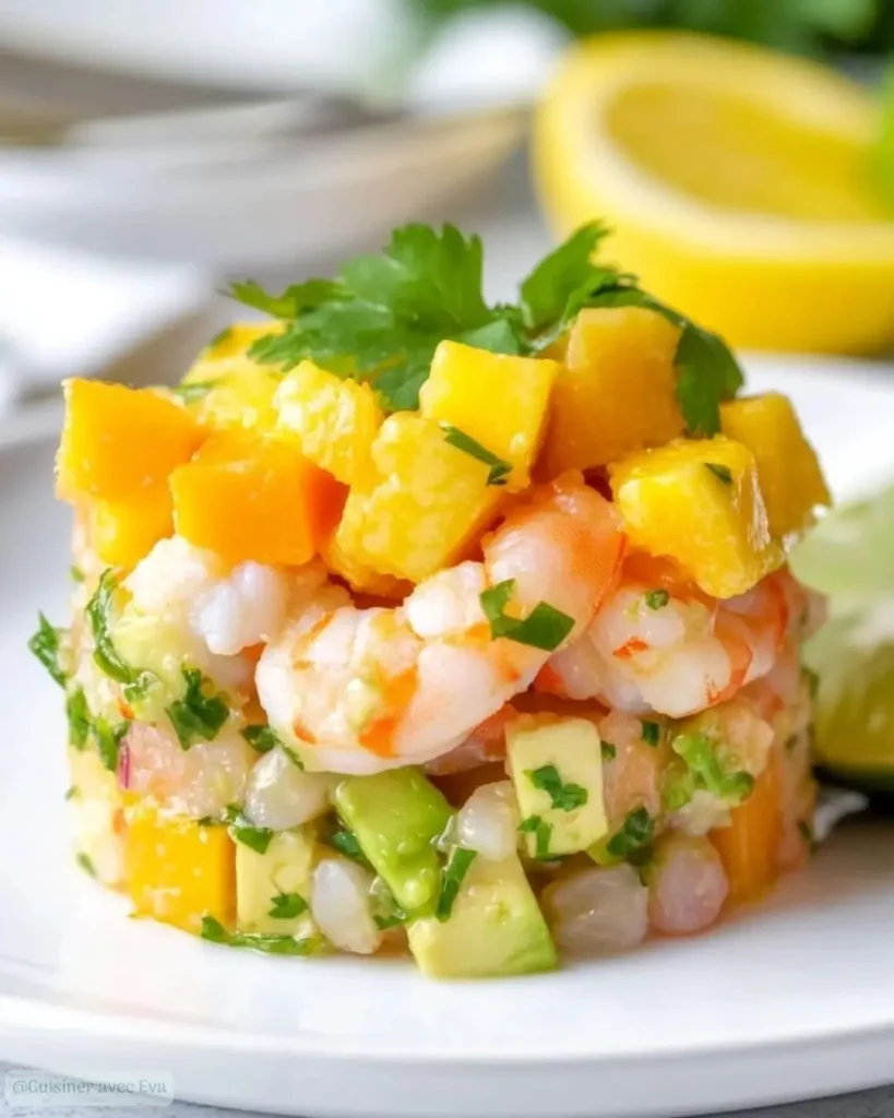 Ingrédients pour le Tartare de Crevettes, Avocat et Mangue