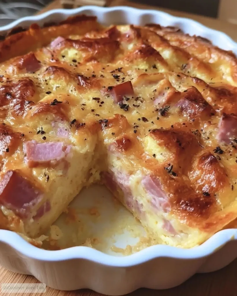 Ingrédients pour le clafoutis de chou-fleur au jambon léger