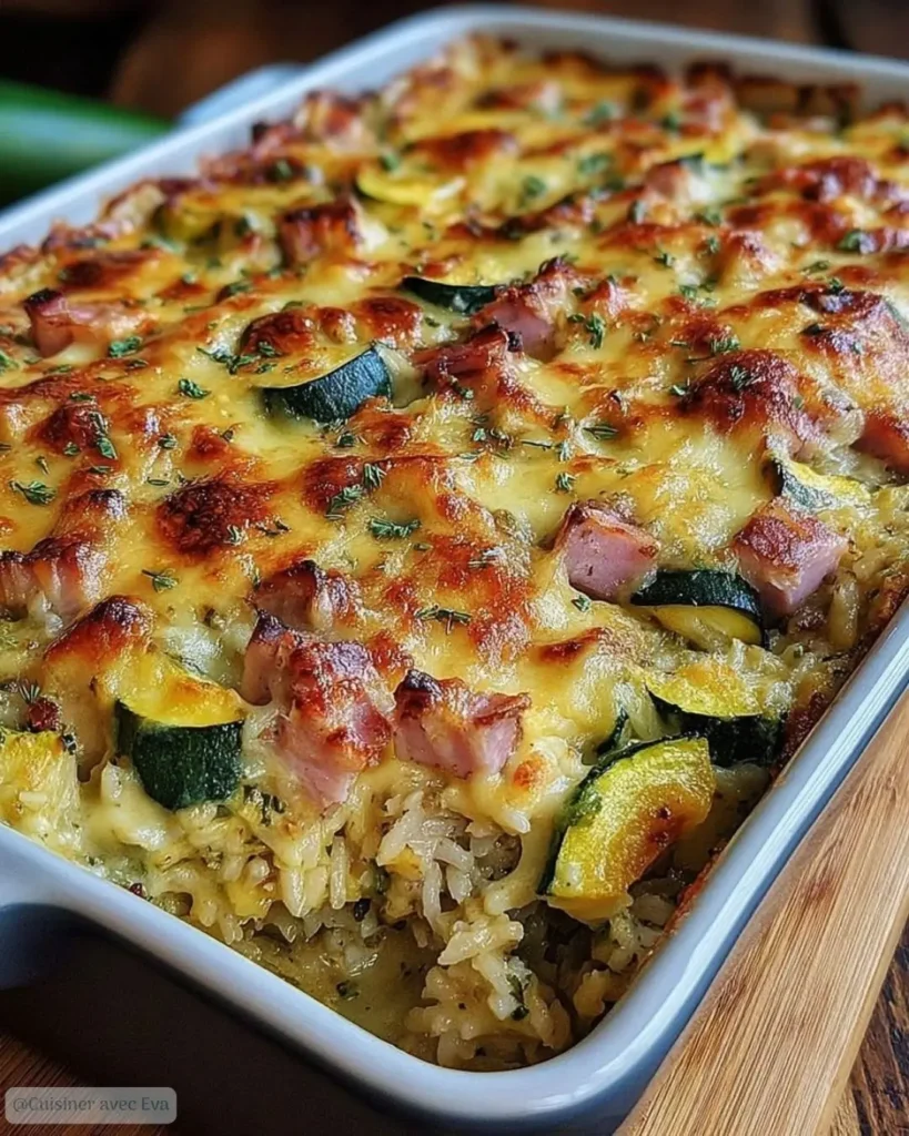 Comment préparer le Gratin de Courgettes, Jambon, et Riz